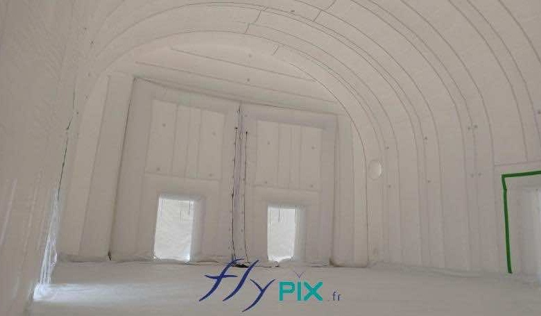 Inside view of e double-skinned inflatable sheds tent padded captive air industrial tent military army