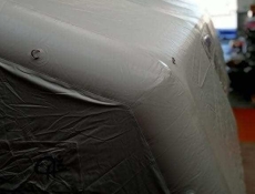 PMA tent frame and wall sausages, in 0.6 mm single-skin PVC envelope, with metal fixing rings and eyelets for Lancelin marine pro rope guy lines.