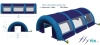 Inflatable CBRN or decontamination containment tent with tunnel shape