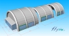 3D model of a mobile military aeronautical shelter, composed of 3 half-moon tunnel modules.
