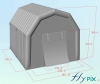 Useful dimensions and appearance of the captive air inflatable military tent, with 6 cut sides, entirely in 0.6 mm PVC envelope, double padded skin, very solid and very robust