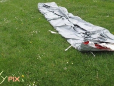 First aid tent made for the French Red Cross. The medical tent must be fully unfolded on the ground