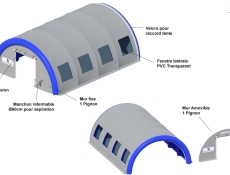 Large Inflatable Tunnel Tent with Clear Windows, Single PVC Cover, Military, Army, War, Custom Made, France, Flypix.