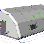 There is an external access canopy measuring L = 2 m x W = 6 m x S = 12 m² at the main access door, for vehicle access. – Photo: copyright FlyPix/Vivien LAÏLLE, all rights reserved.
