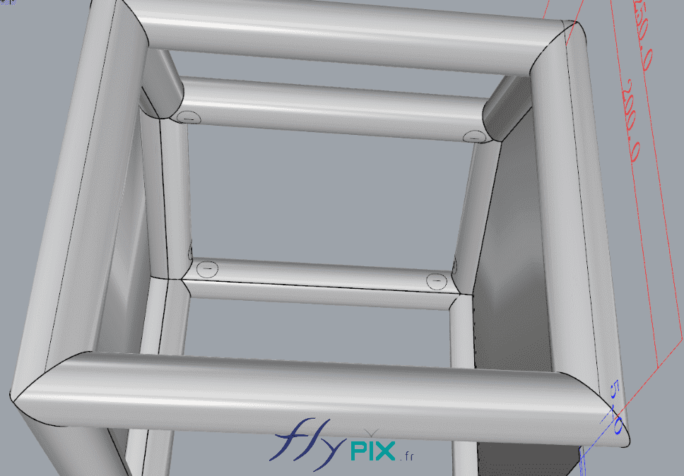 Details of the inflatable tent's frame tubes, the shelter's skeleton; the frame tubes are interconnected and airtight. – All rights reserved, reproduction prohibited. Copyright FlyPix / Vivien LAÏLLE.