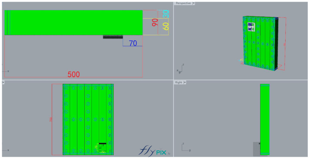Various 3D computer-generated views and design plans used for the final proof (BAT), approved by the client, SMP Drilling. – Copyright Vivien LAÏLLE/FlyPix; all rights reserved; reproduction prohibited.