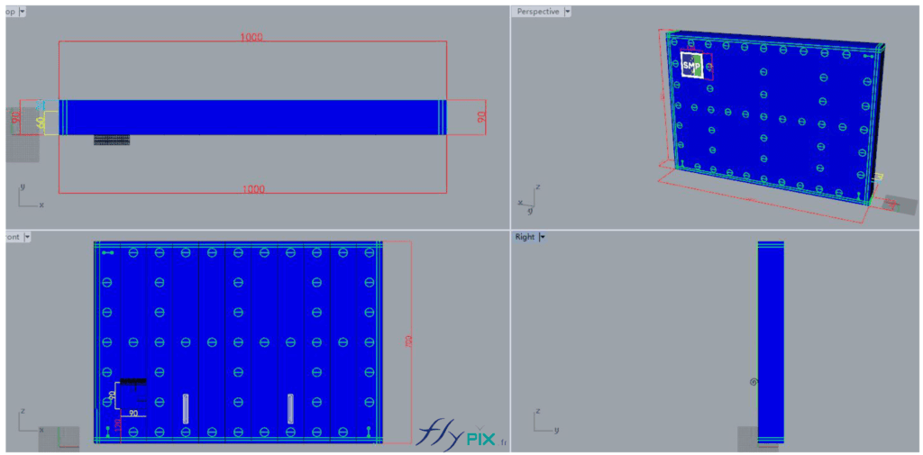 Various 3D computer-generated views and design plans used for the final proof (BAT), approved by the client, SMP Drilling. – Copyright Vivien LAÏLLE/FlyPix; all rights reserved; reproduction prohibited.